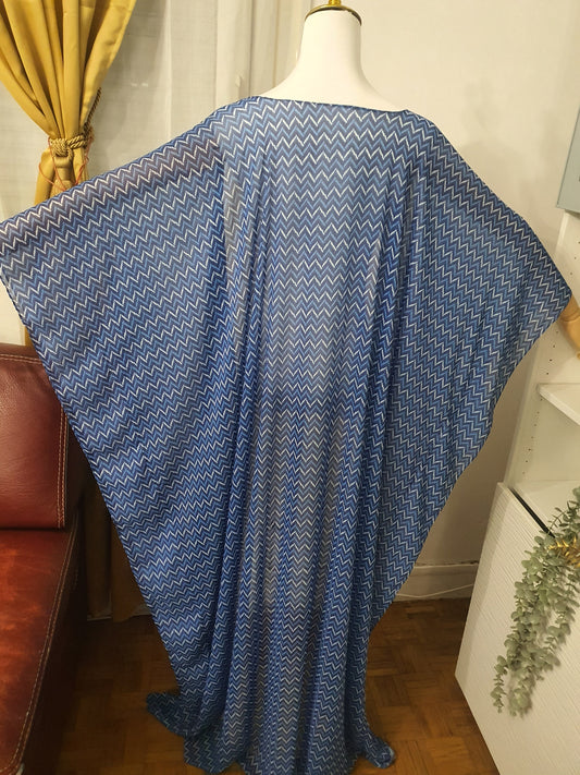Kimono fluide long bleu pour femme