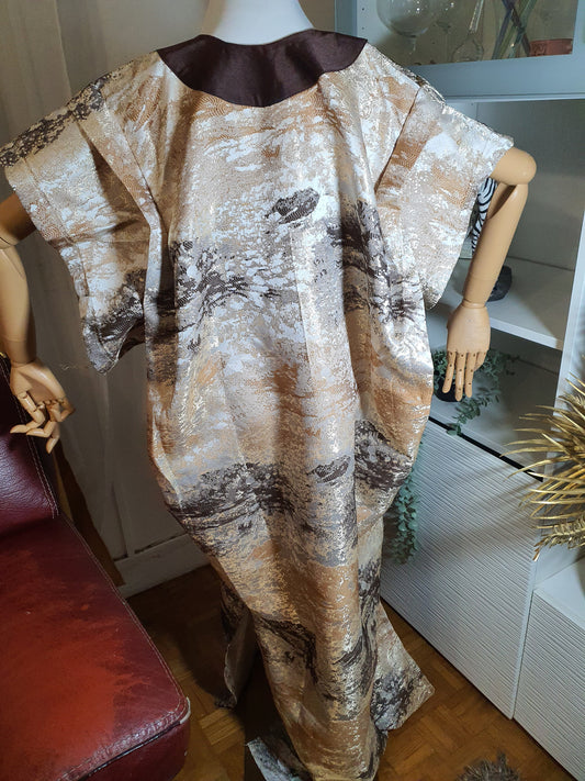 Boubou africain chic femme marron satiné