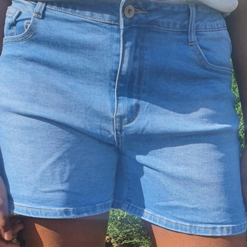 Short jean taille haute pour femme