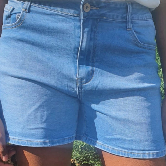 Short jean taille haute pour femme