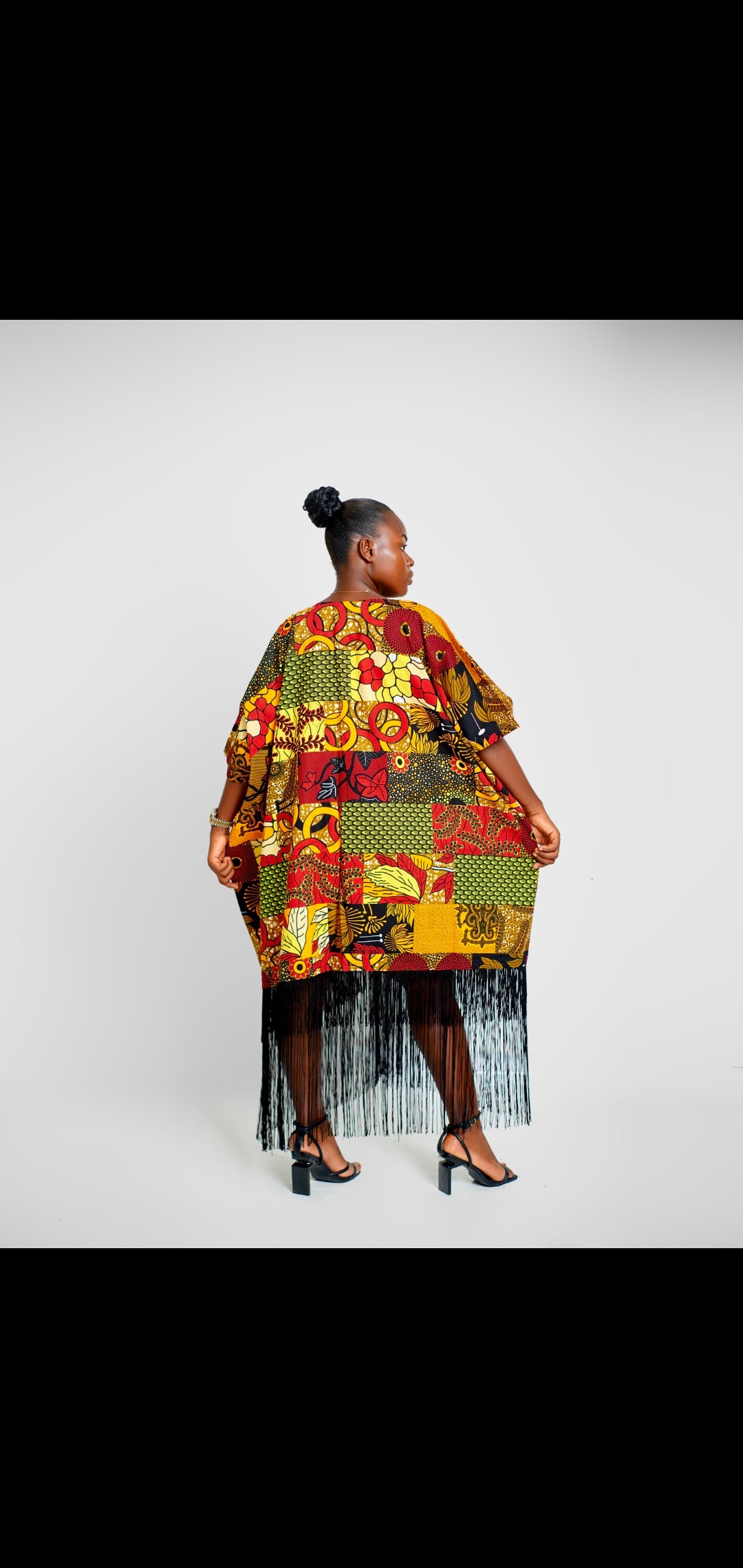 Robe à franges femme multicolore et franges noires