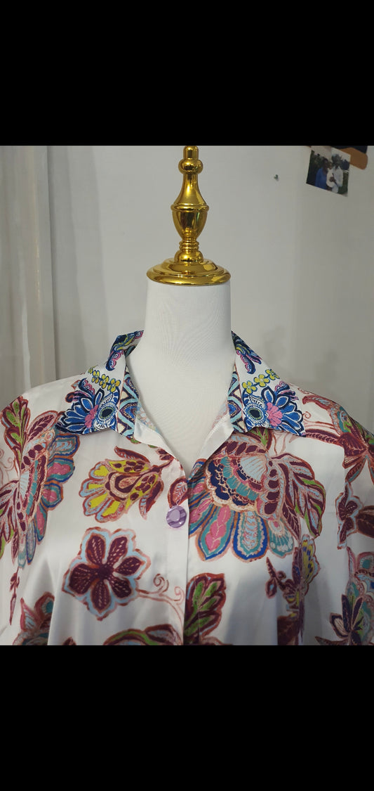 Robe longue fluide – Tissu imprimé fleuri chic