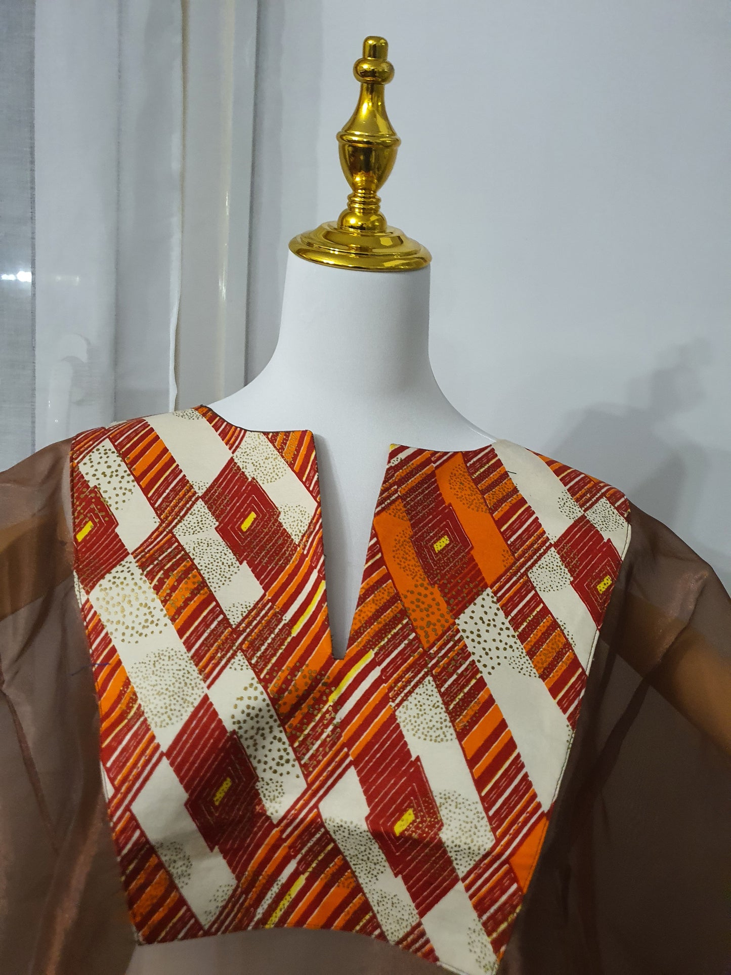 Kimono femme transparent marron élégance africaine