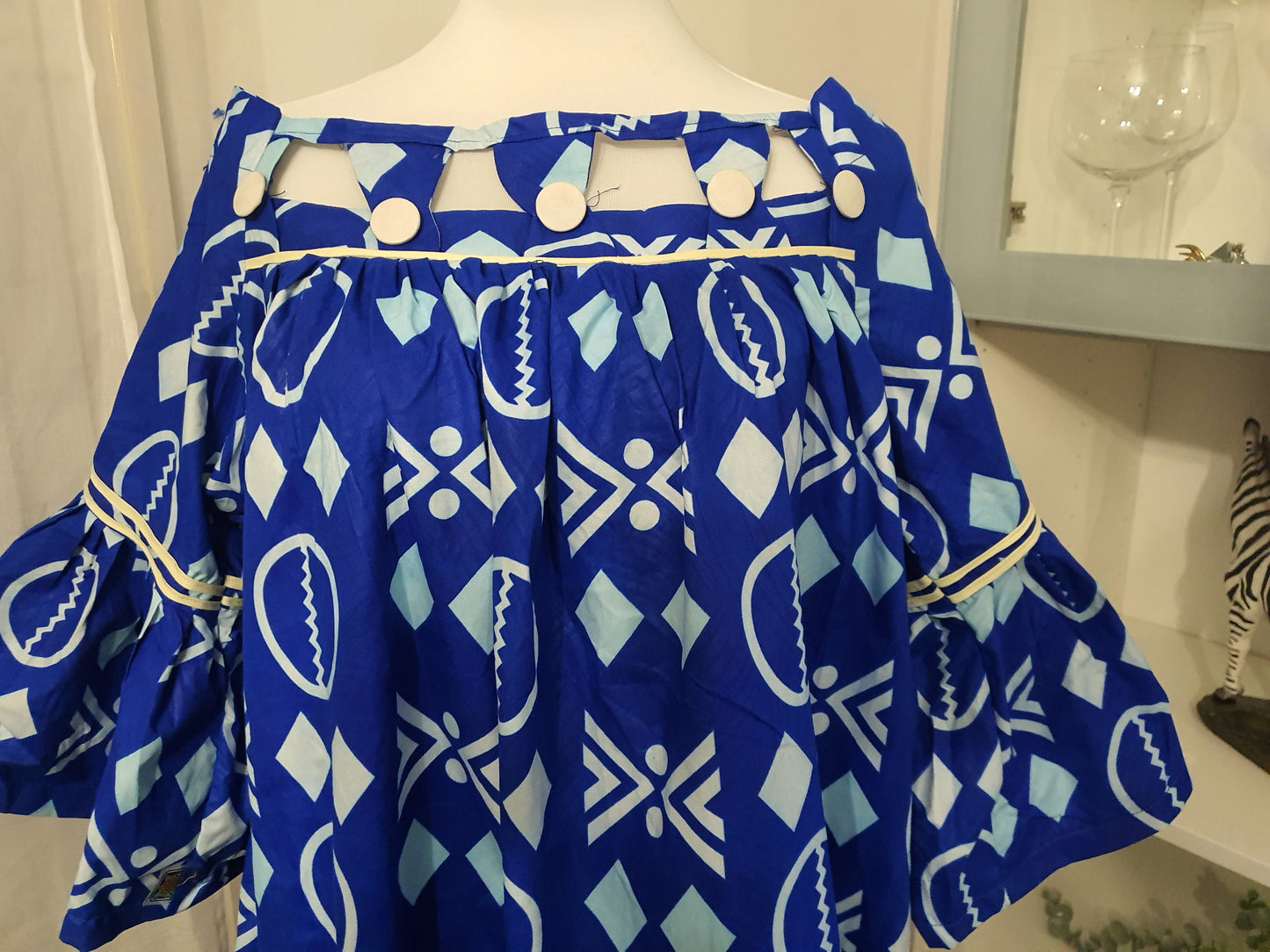 Robe kaba africaine femme tissu bleu chic