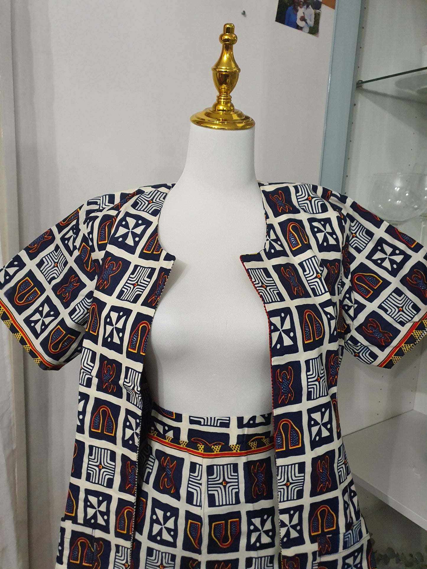 Tailleur femme ensemble veste et pantalon imprimé africain