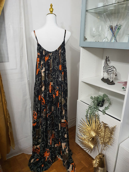 Kimono femme long imprimé visage abstrait tendance ethnique chic