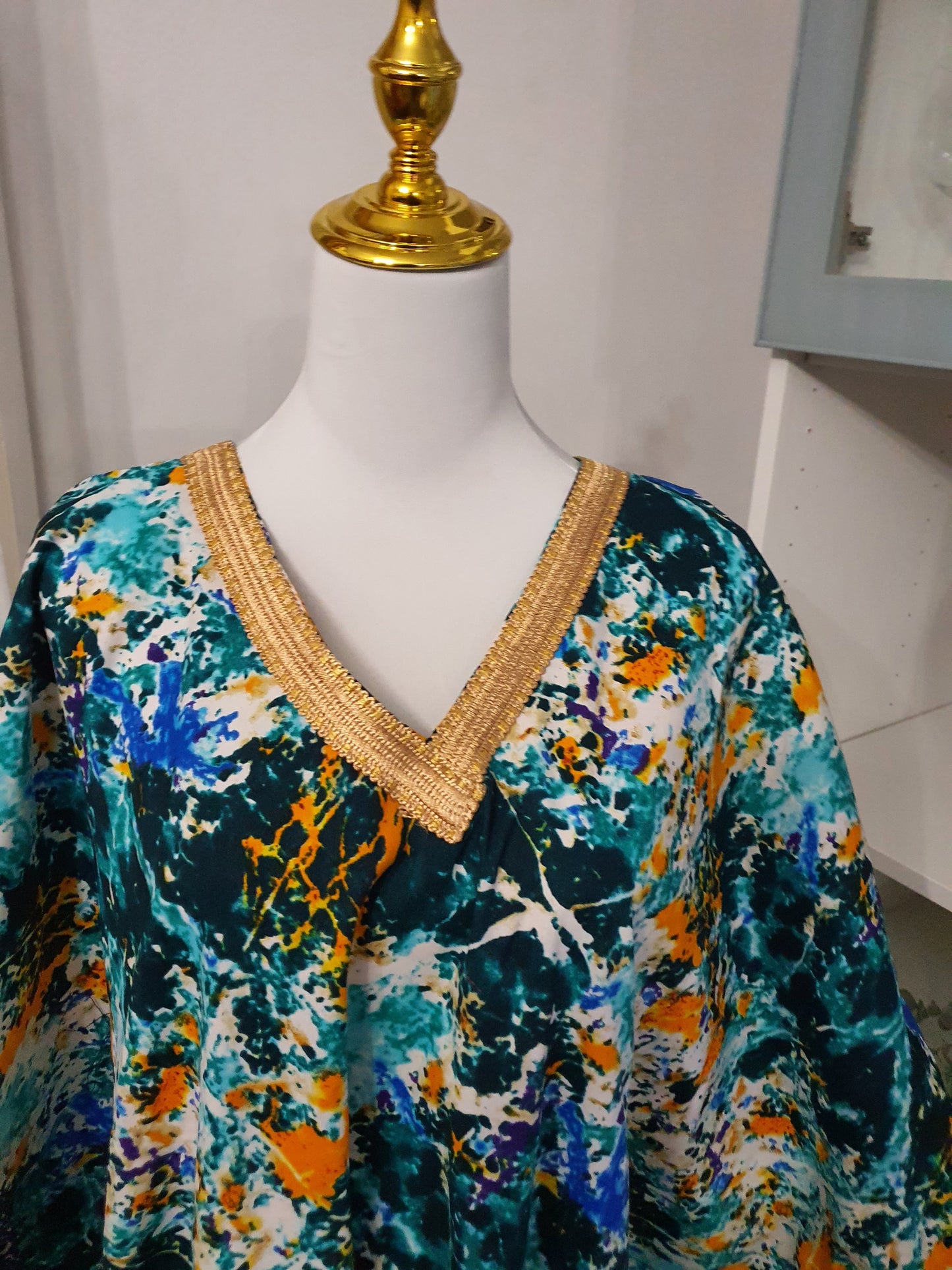 Robe à franges femme tissu imprimé artistique et col brodé
