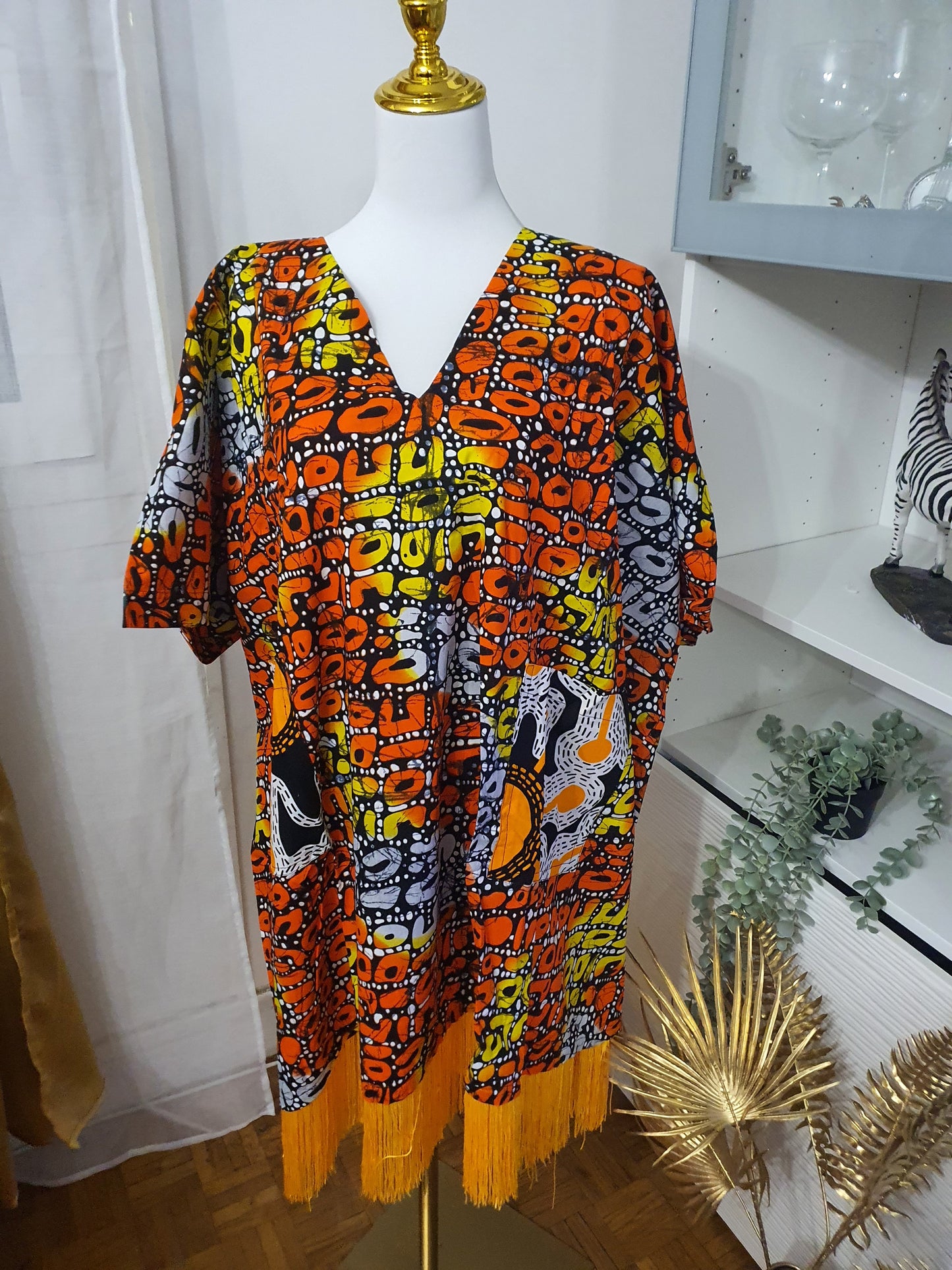 Robe africaine à franges femme