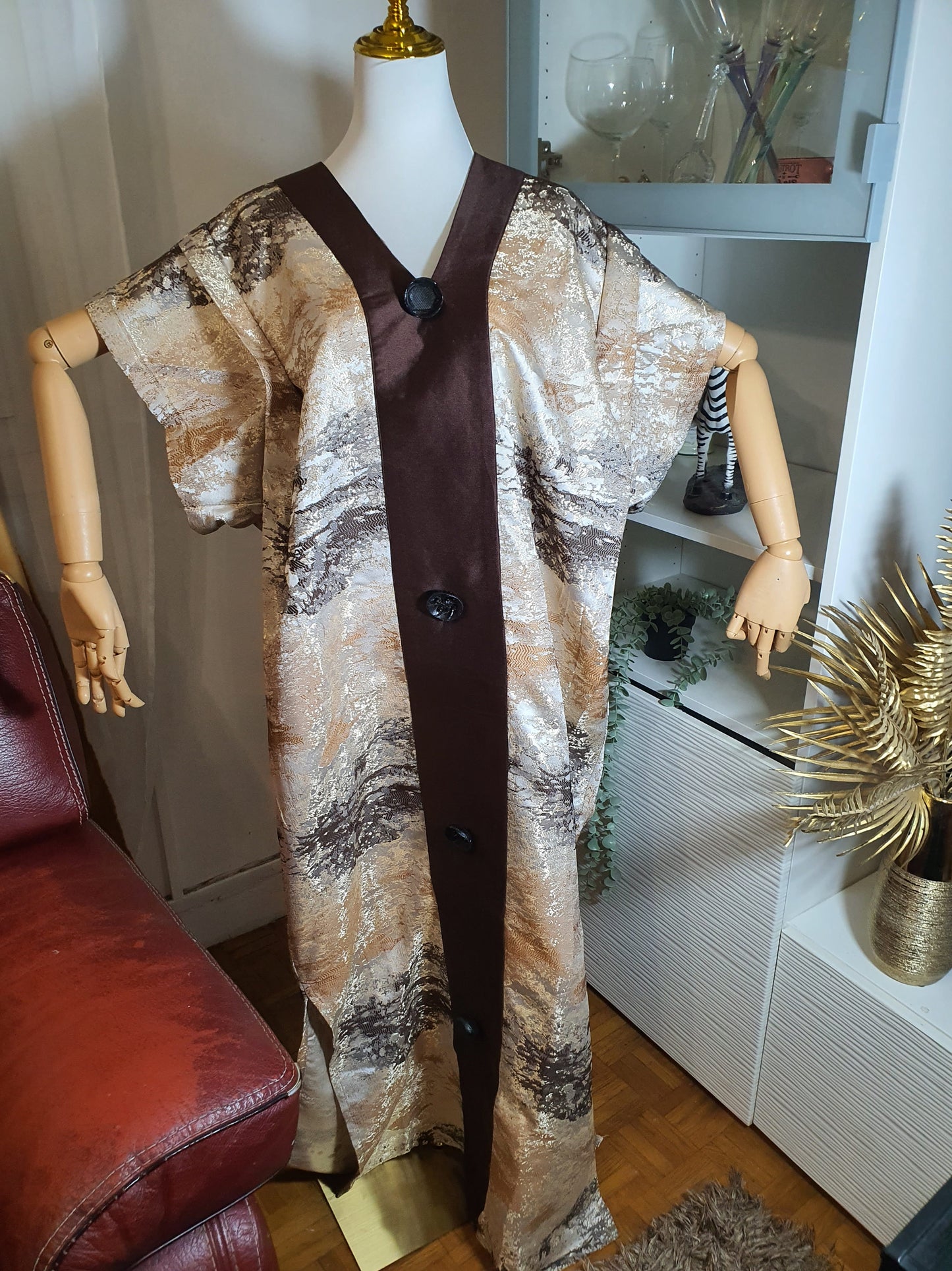 Boubou africain chic femme marron satiné