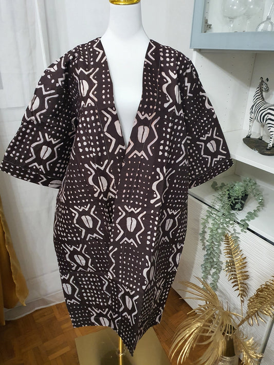 Kimono femme en bogolan cacao