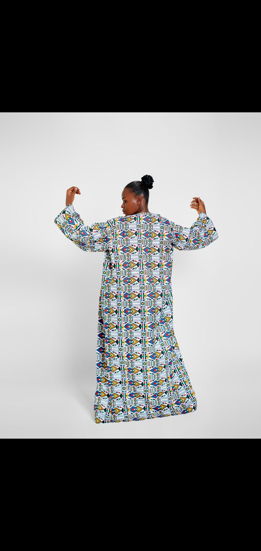 Kimono africain long pour femme en coloré
