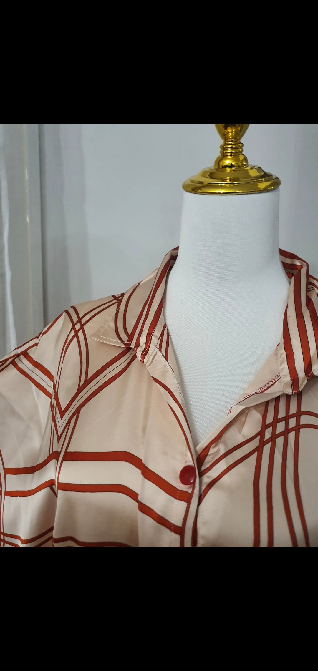 Robe longue fluide femme beige à motifs rouges