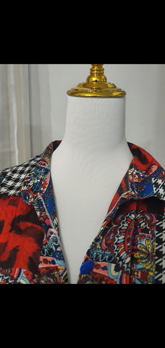 Robe longue fluide rouge bleue tendance et chic