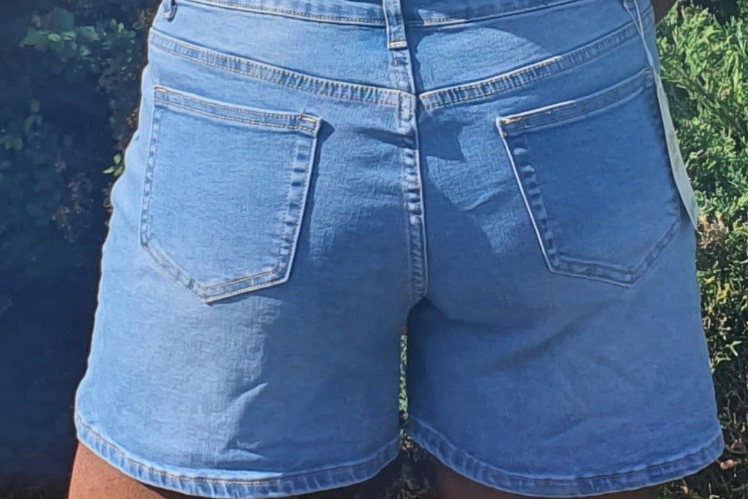 Short jean taille haute pour femme